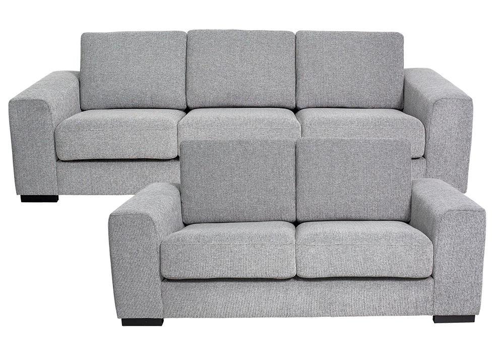 Tilbud på Malmø sofaer 3+2 pers. sofa i gråt stof⎪Køb online